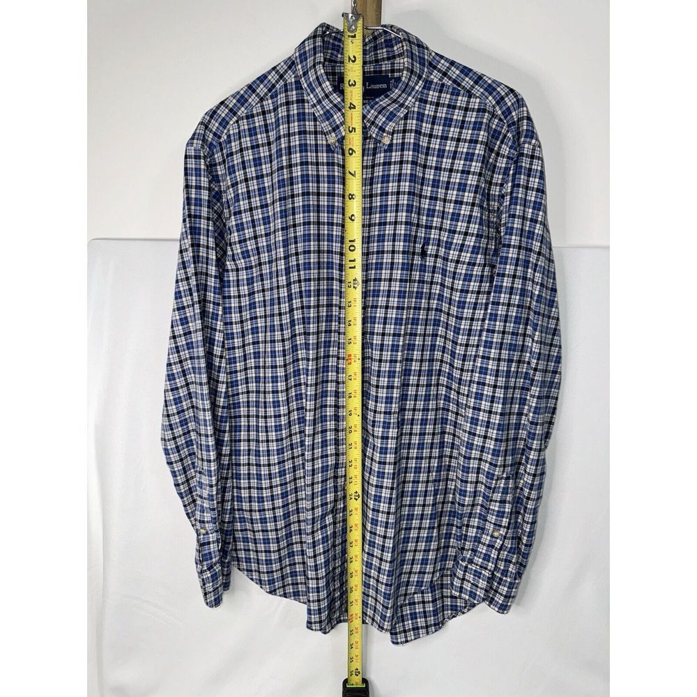 Ralph Lauren Mens L Blue‎ & White Plaid Long Sleeve Button Down Shirt - Picture 5 of 6